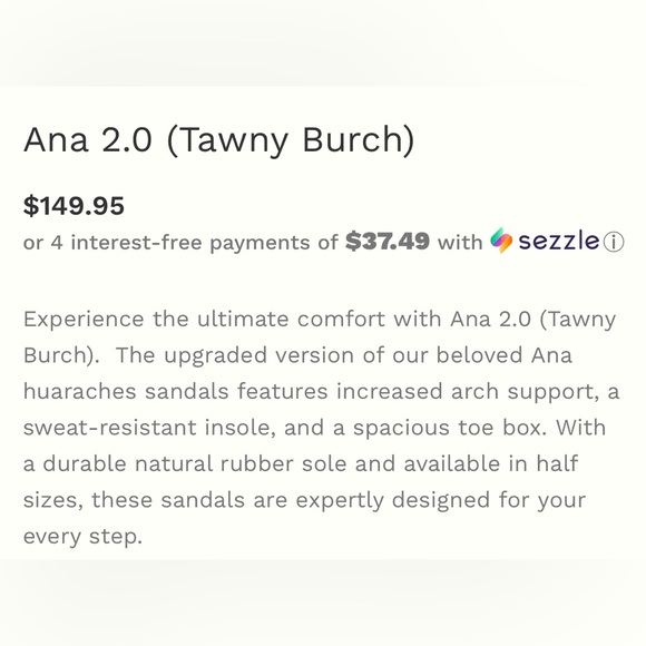 Shop Sols huaraches Ana 2.0 size 8.5 - Picture 2 of 6